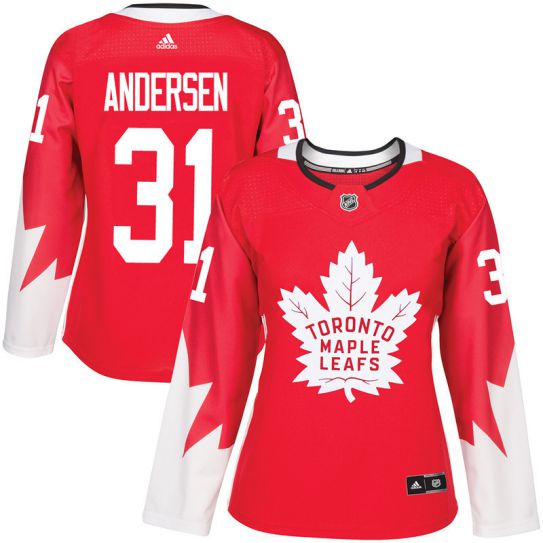 2017 NHL Toronto Maple Leafs women 31 Frederik Andersen red jersey